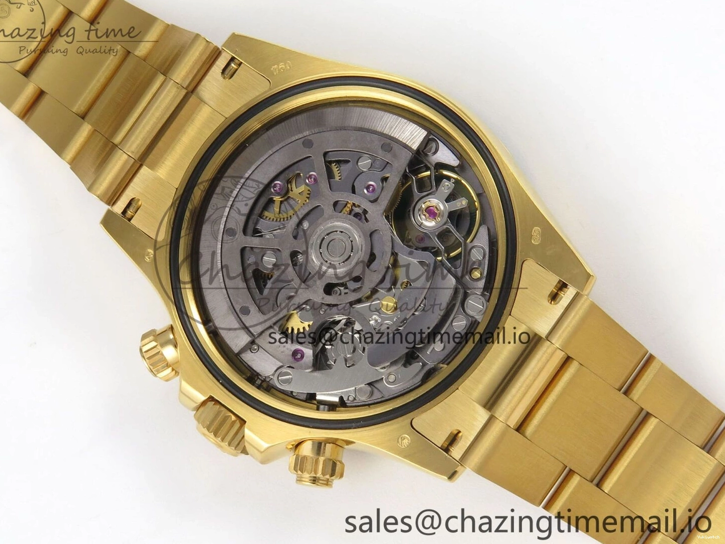 Bezel YG Crystals MPF SA4801 Skeleton Bracelet Custom 40mm Modded Green Dial Daytona on 0427